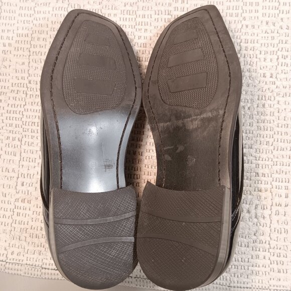 Stafford Essentials men's black patent leather tuxedo dress derby shoes sz 10 M - Picture 9 of 13